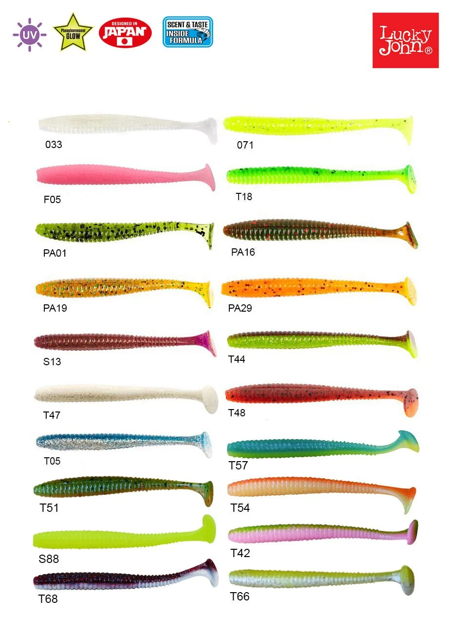 ogortmg Lucky John S-Shad Tail 3.8'' (9.65 cm) 5P Silikon Yem - Görsel 1